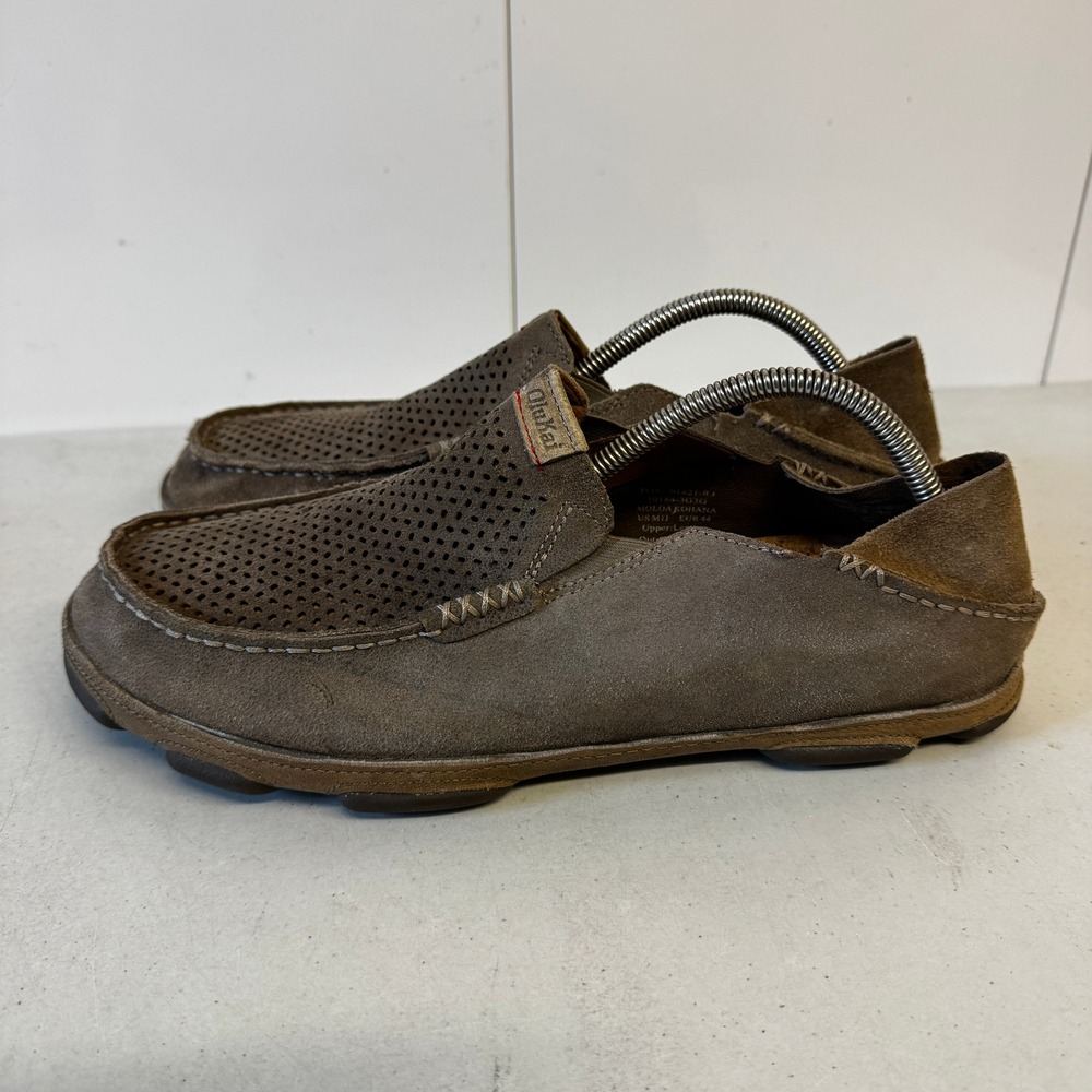 OluKai Moloa Kohana Mens Brown Leather Perforated Slip On Loafers 10184-3G3G 11